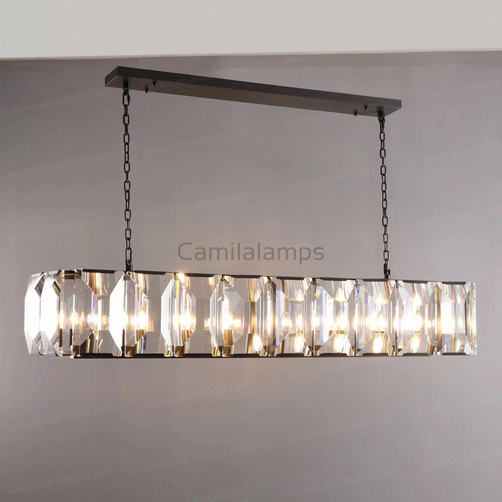 Harlow Multi Crystal Rectangular Chandelier - Camilalamps - CA0221