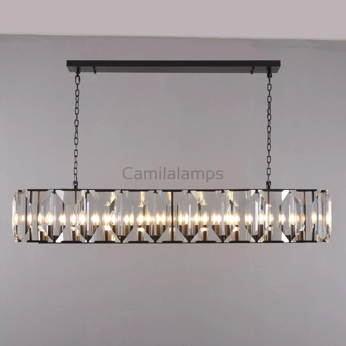 Harlow Multi Crystal Rectangular Chandelier - Camilalamps - CA0221