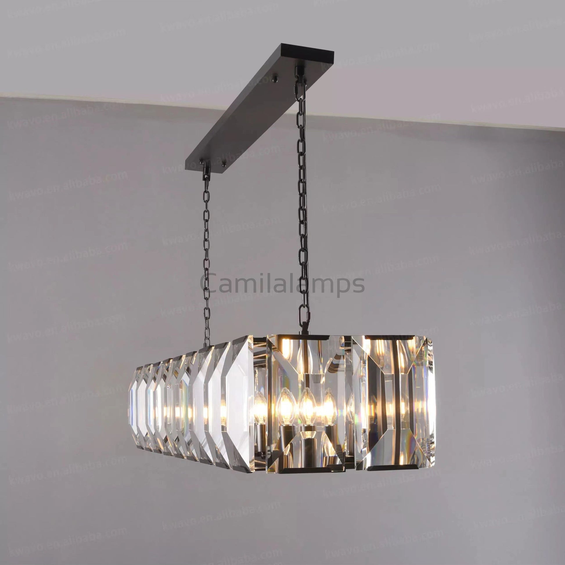 Harlow Multi Crystal Rectangular Chandelier - Camilalamps - CA0221