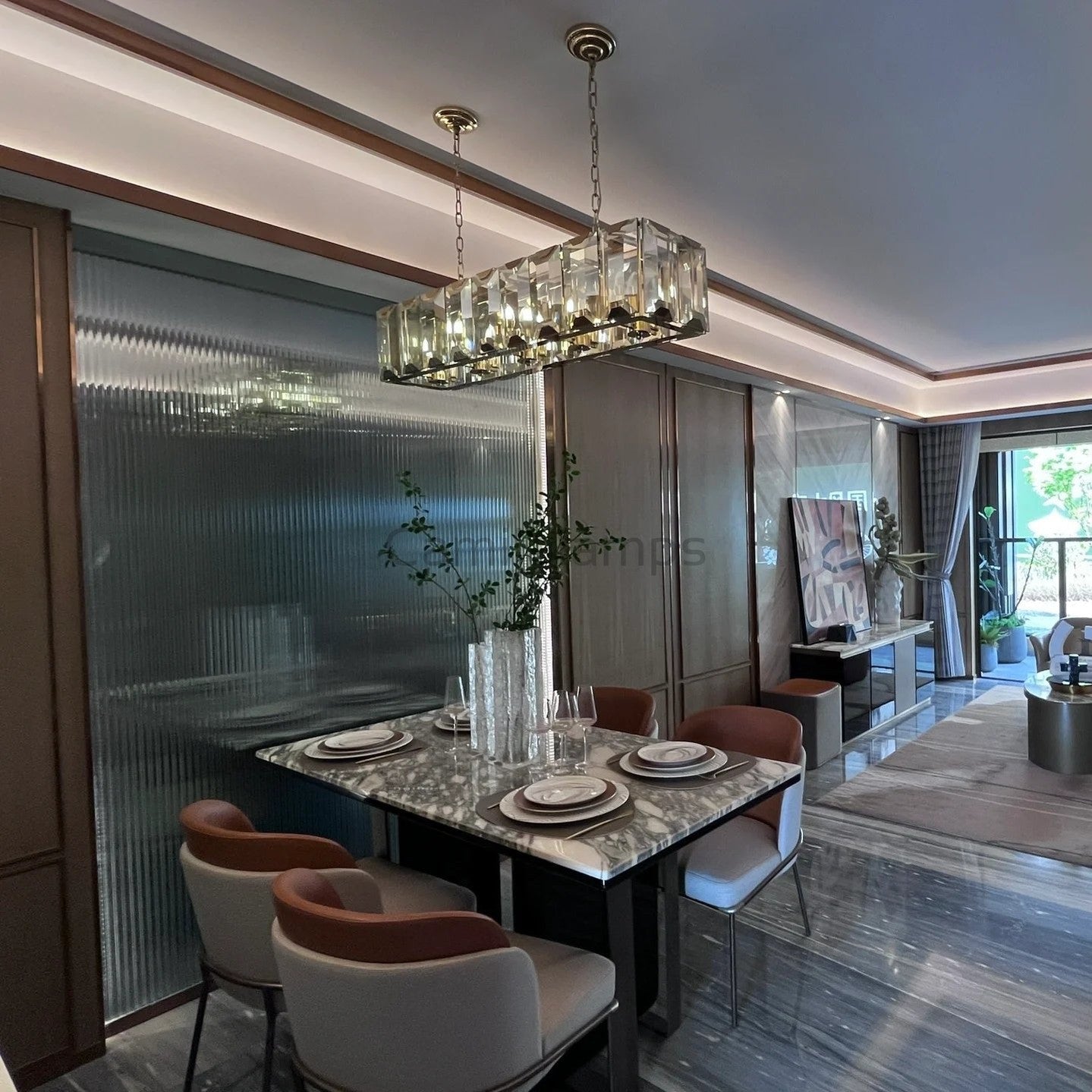 Harlow Multi Crystal Rectangular Chandelier - Camilalamps - CA0221