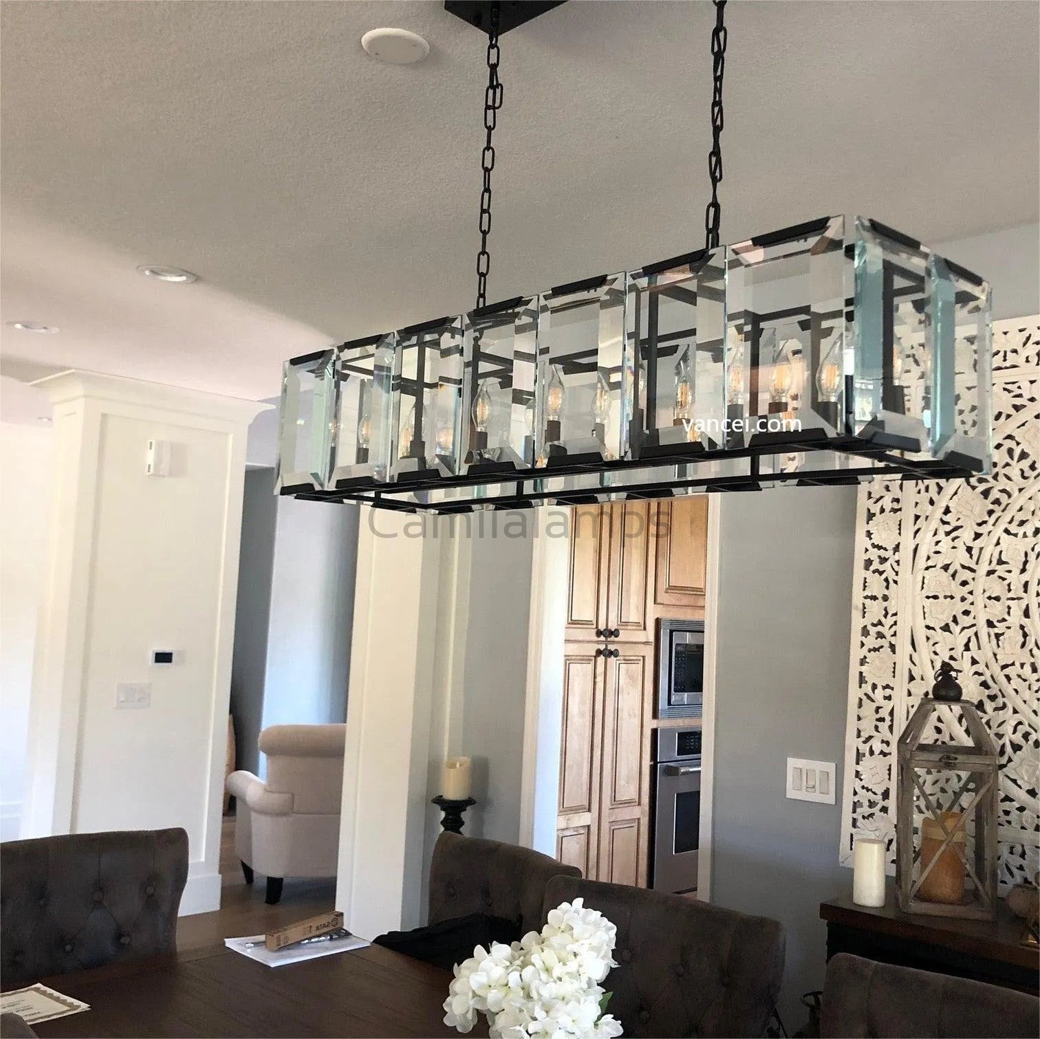 Harlow Multi Crystal Rectangular Chandelier - Camilalamps - CA0221