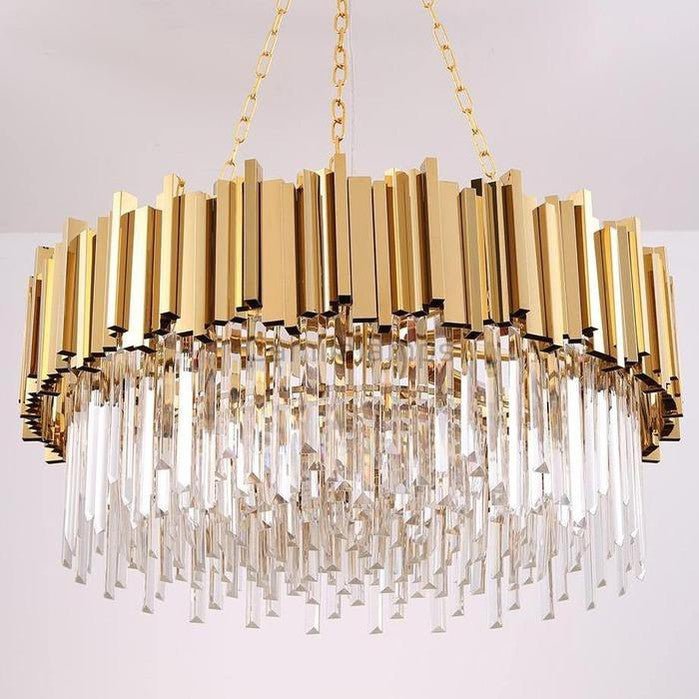 Harper Gold Plated Round Crystal Chandelier - Camilalamps - CAM - HA - 05