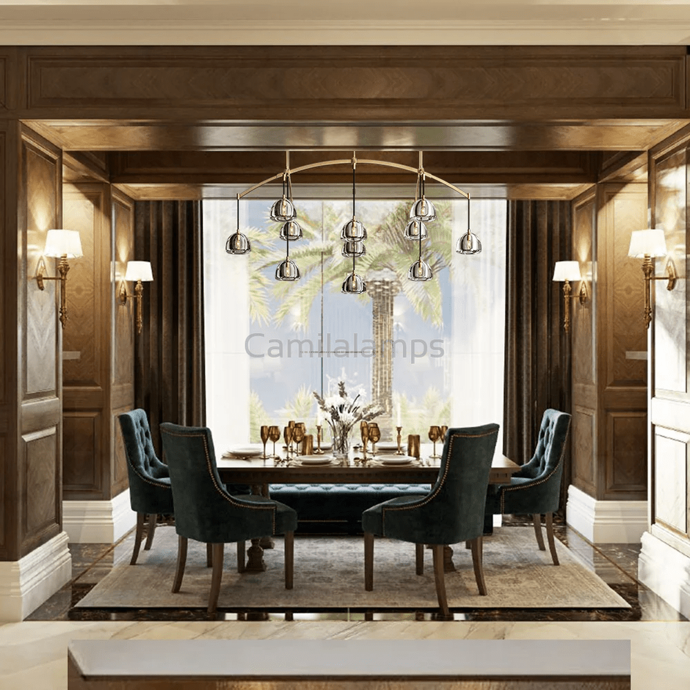 Hemispheae Modern Glass Linear Chandelier 54'' 72'' - Camilalamps - Ca-1DL1227-16