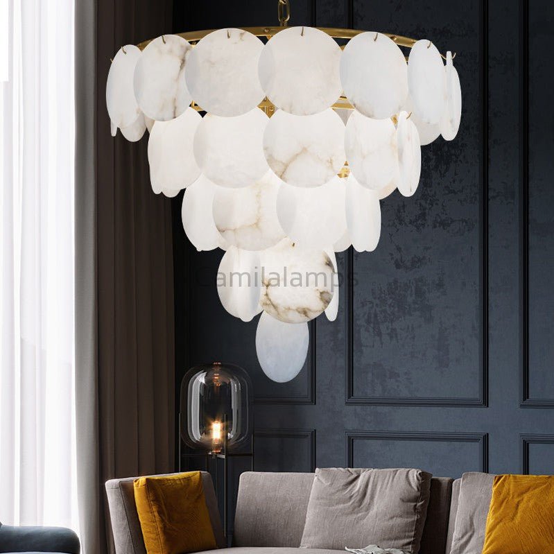Hestia Alabaster Tiered Round Chandelier - Camilalamps - CAM - HE - 02