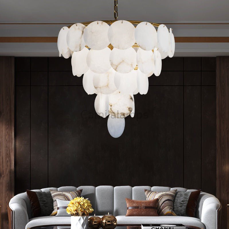 Hestia Alabaster Tiered Round Chandelier - Camilalamps - CAM - HE - 02