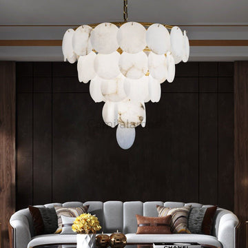 Hestia Alabaster Tiered Round Chandelier - Camilalamps - CAM - HE - 02