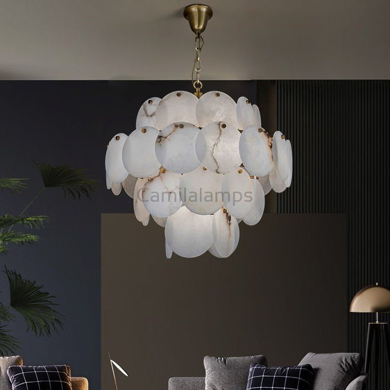 Hestia Modern Round Alabaster Chandelier Light - Camilalamps - CAM - HE - 03