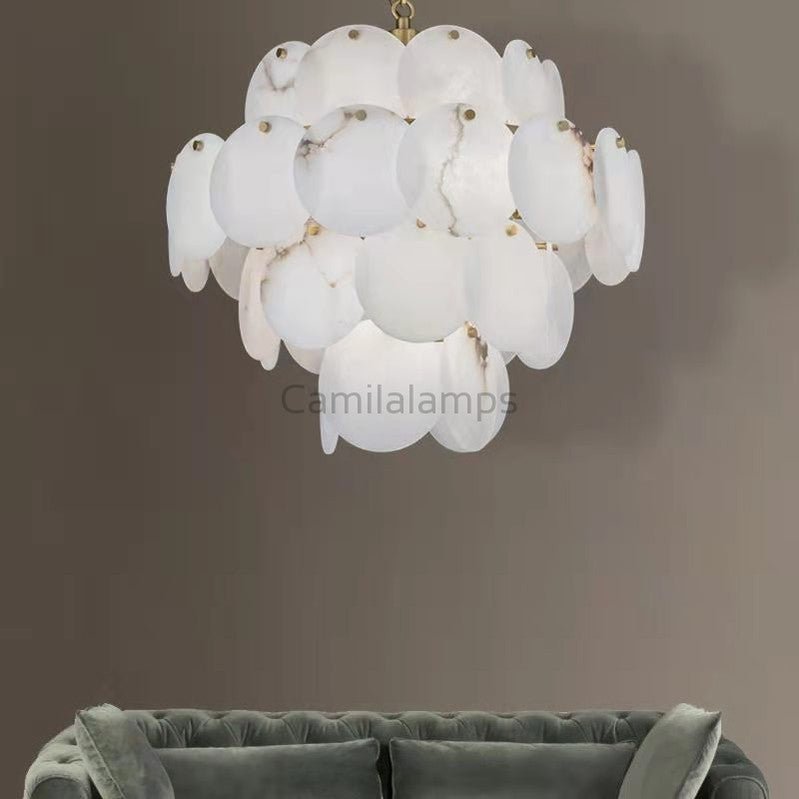 Hestia Modern Round Alabaster Chandelier Light - Camilalamps - CAM - HE - 03