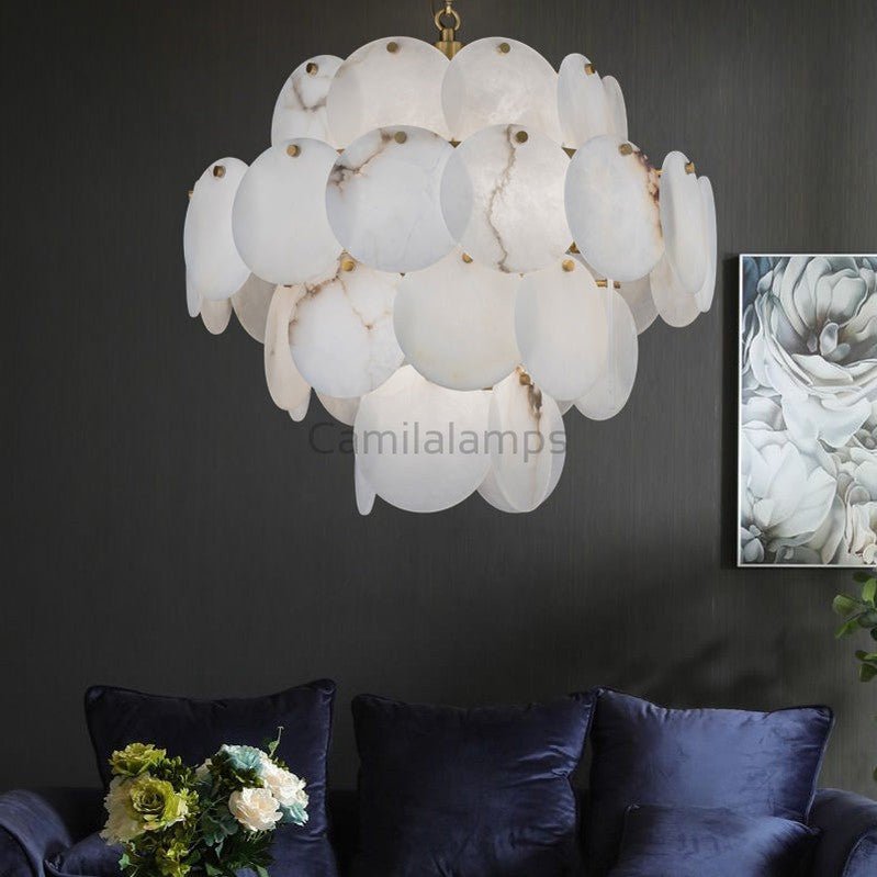 Hestia Modern Round Alabaster Chandelier Light - Camilalamps - CAM - HE - 03
