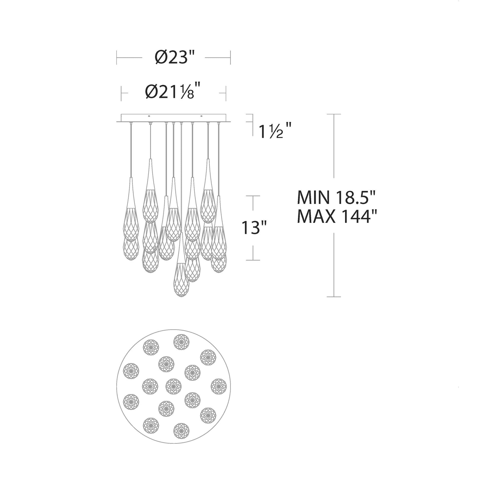 Hibiscus LED Multi Light Pendant Light - Camilalamps - CA - 21203 - AB