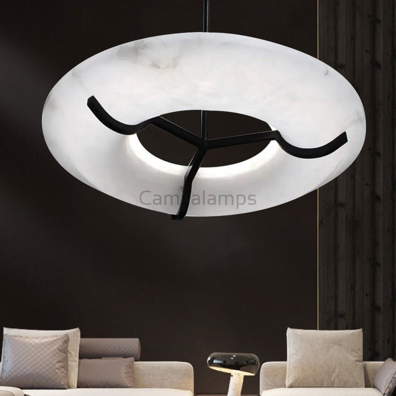 Idris Round Alabaster Chandelier For Living Room - Camilalamps - CAM - ID - 01