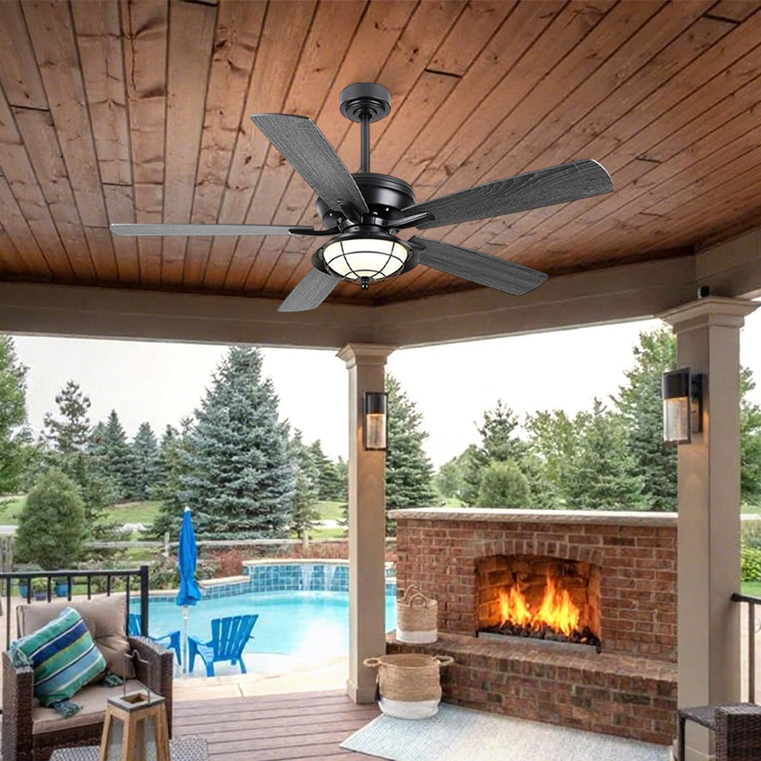 Indoor/Outdoor Ceiling Fans Farmhouse Modern Style 52" - Camilalamps - CA - IO - Celling - Fan