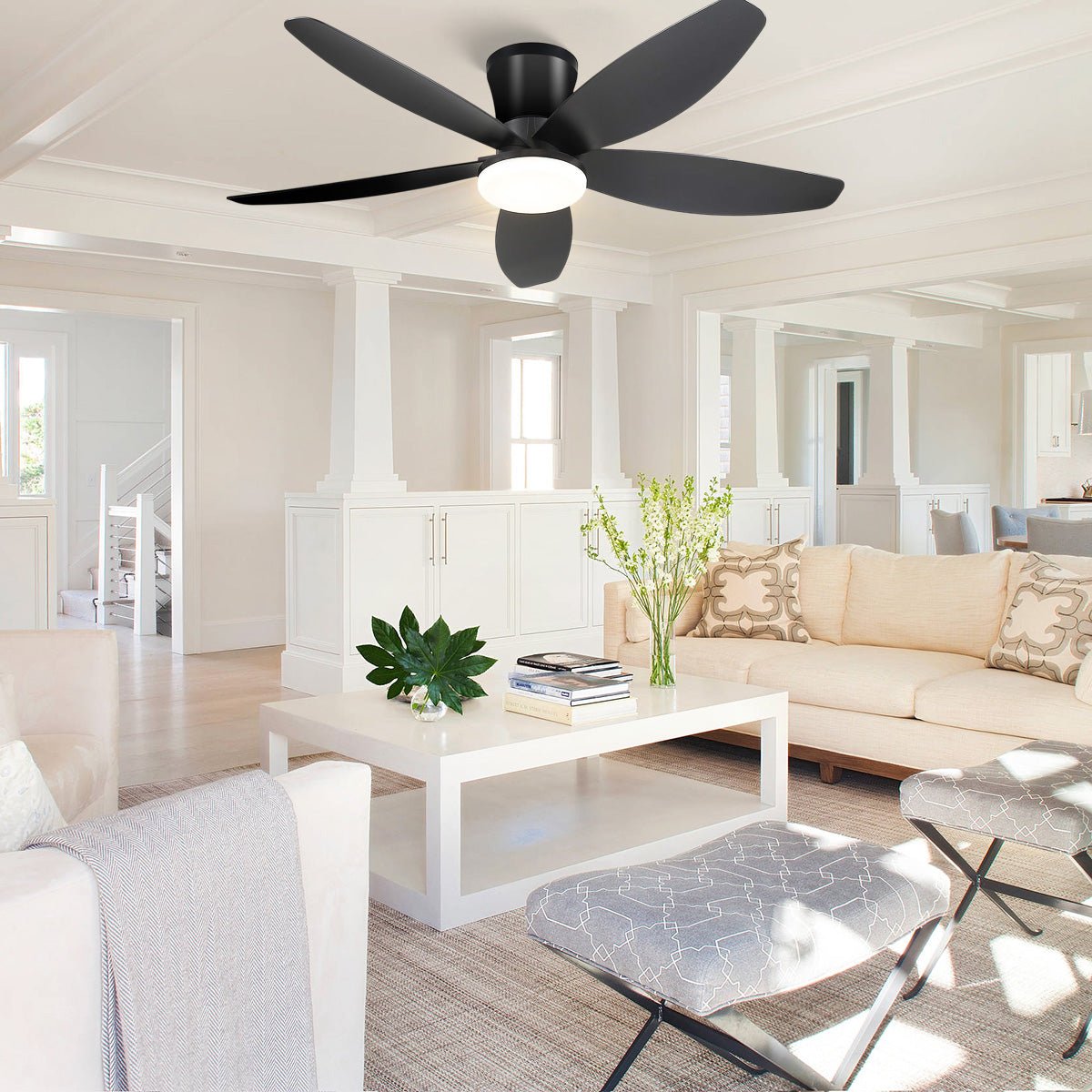 Indoor/Outdoor Recessed Black Ceiling Fan Light - Camilalamps - CA - 42IN - 42CB