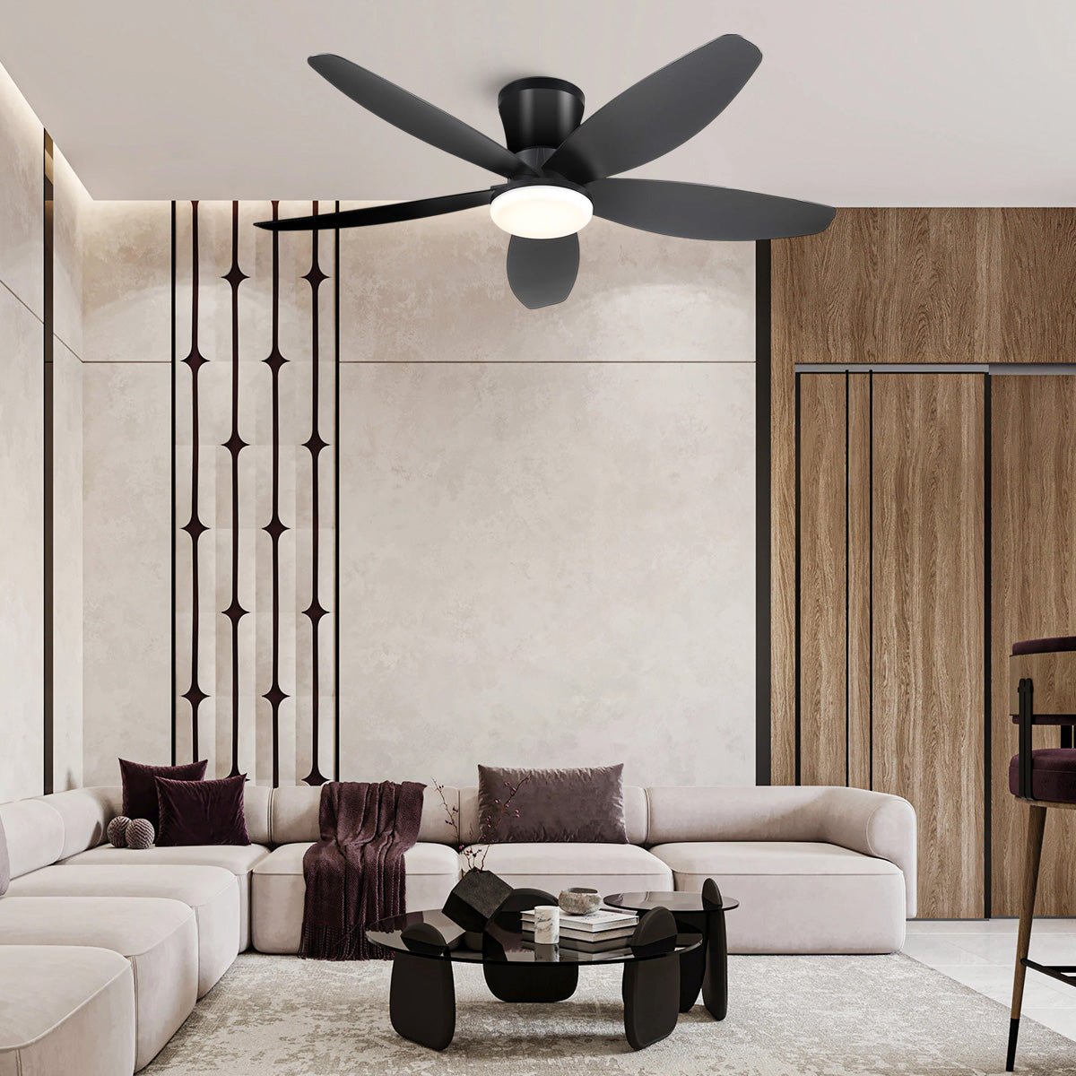 Indoor/Outdoor Recessed Black Ceiling Fan Light - Camilalamps - CA - 42IN - 42CB