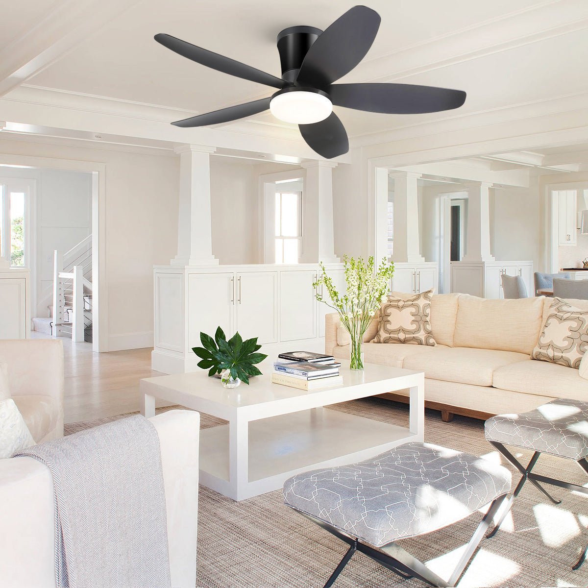 Indoor/Outdoor Recessed Black Ceiling Fan Light - Camilalamps - CA - 36IN - 36CB