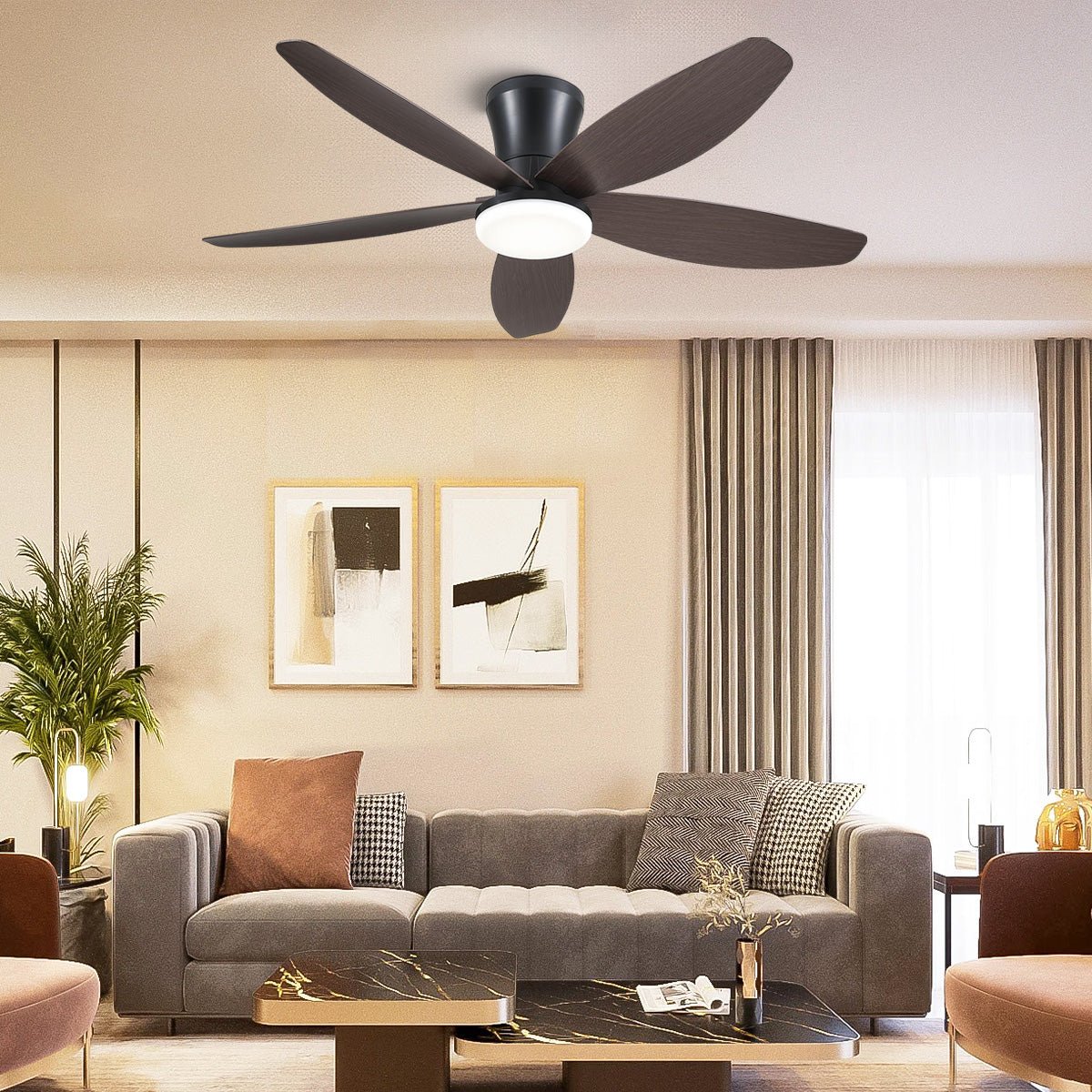Indoor/Outdoor Recessed Black Ceiling Fan Light - Camilalamps - CA - 42IN - 42CZ