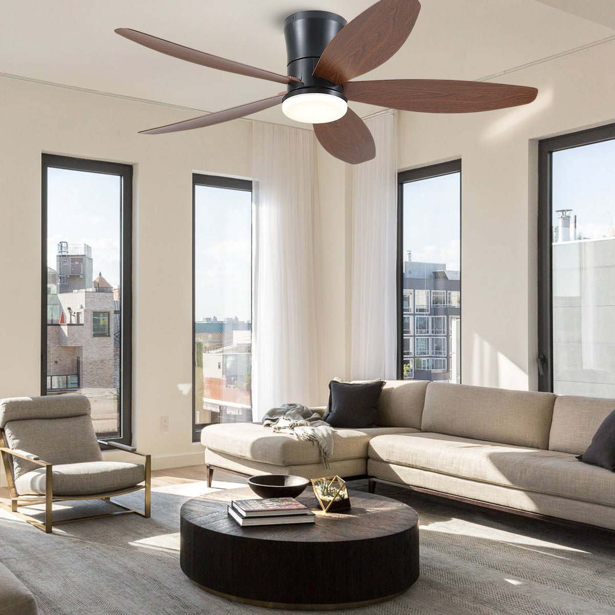 Indoor/Outdoor Recessed Black Ceiling Fan Light - Camilalamps - CA - 48IN - 48CZ