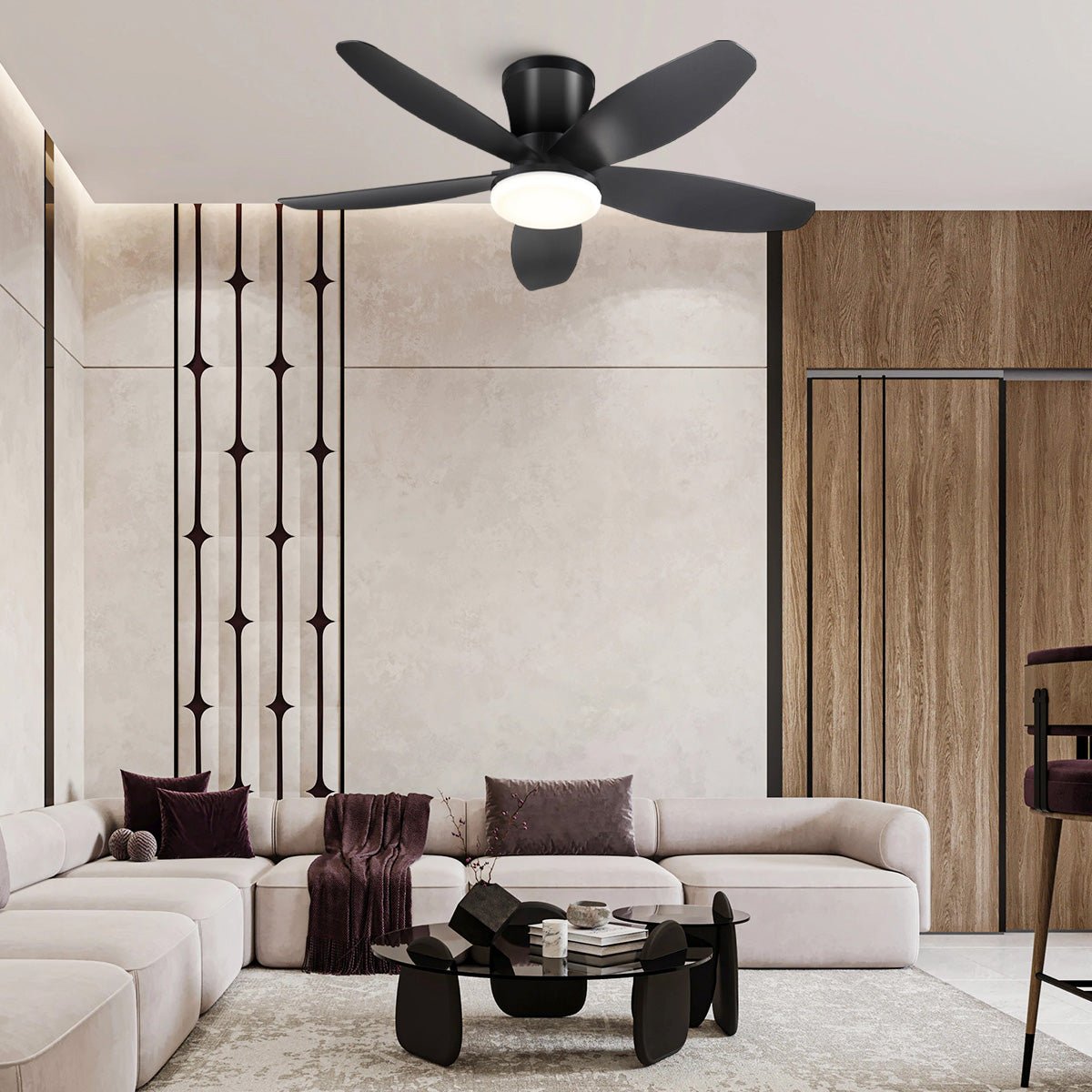 Indoor/Outdoor Recessed Black Ceiling Fan Light - Camilalamps - CA - 36IN - 36CB