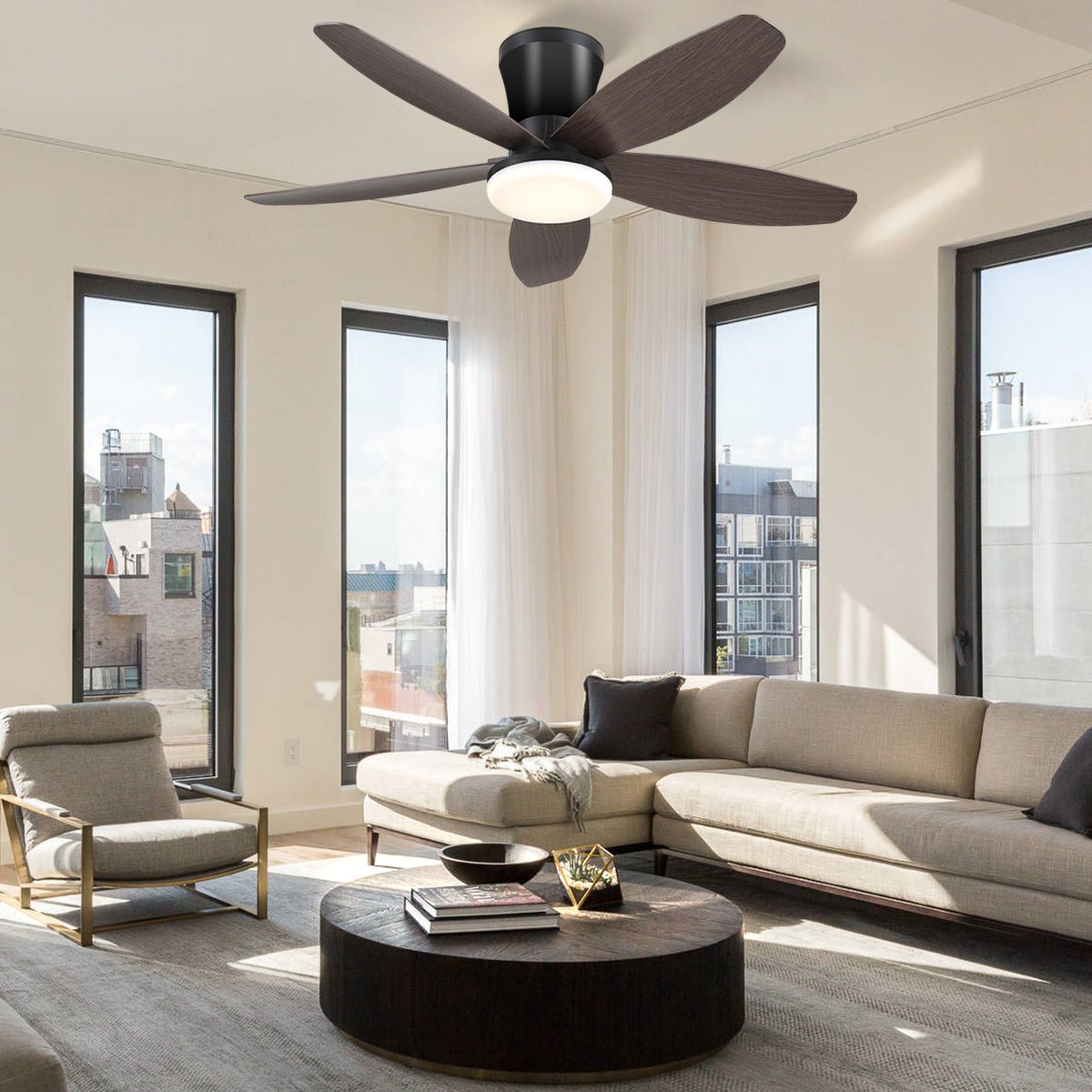 Indoor/Outdoor Recessed Black Ceiling Fan Light - Camilalamps - CA - 36IN - 36CZ