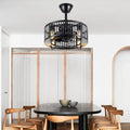 Industrial Black Cage Ceiling Fan Light 18