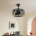Industrial Black Cage Ceiling Fan Light 18