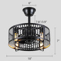 Industrial Black Cage Ceiling Fan Light 18