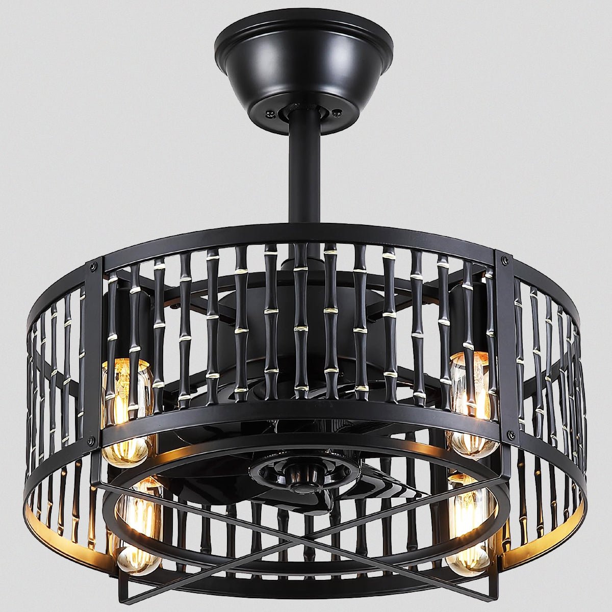 Industrial Black Cage Ceiling Fan Light 18" - Camilalamps - CA - 6640 - 18C - TL