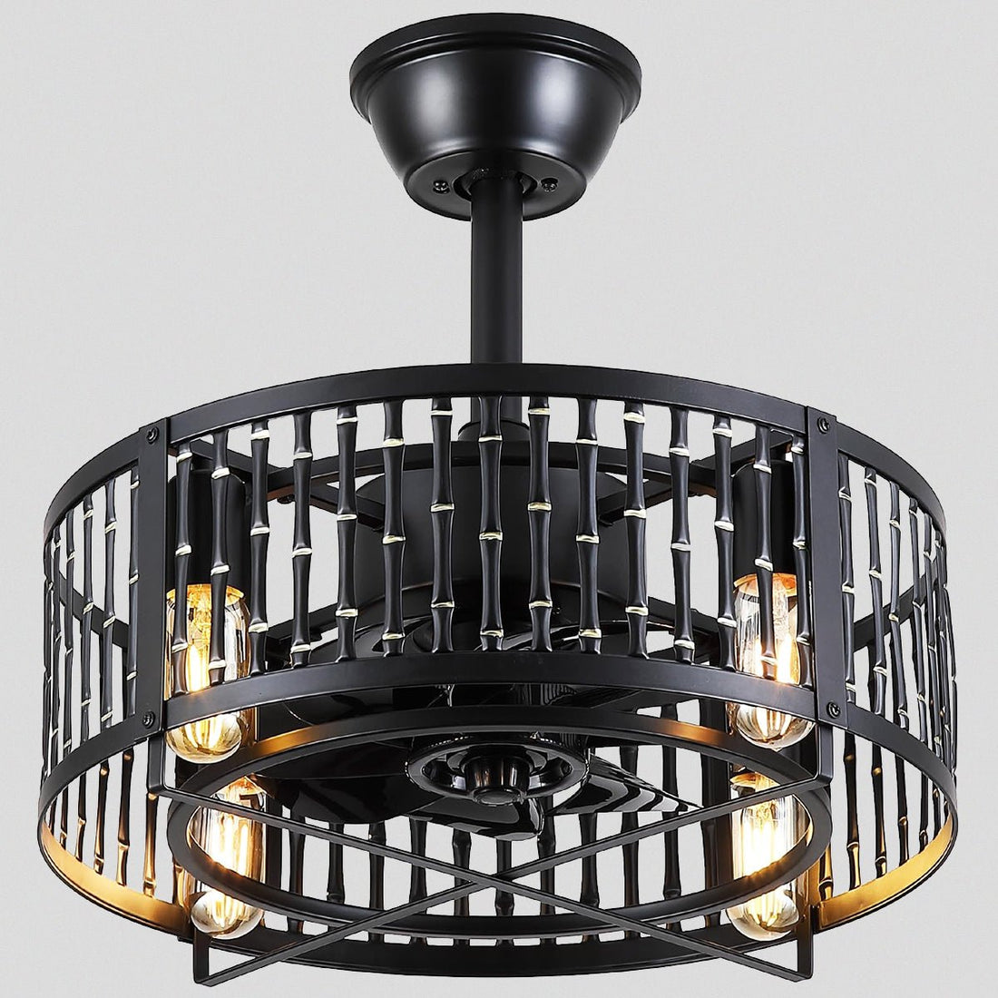 Industrial Black Cage Ceiling Fan Light 18" - Camilalamps - CA - 6640 - 18C - TL