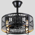 Industrial Black Cage Ceiling Fan Light 18