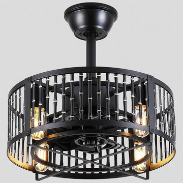 Industrial Black Cage Ceiling Fan Light 18" - Camilalamps - CA - 6640 - 18C - TL
