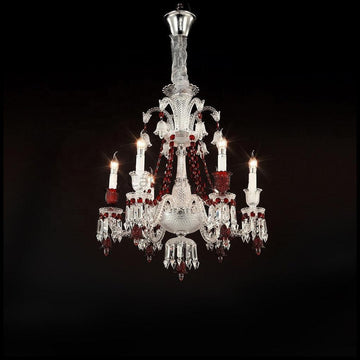 Irene Classic Red Crystal Chandelier 6 Lights For Living Room - Camilalamps - CA - 0045