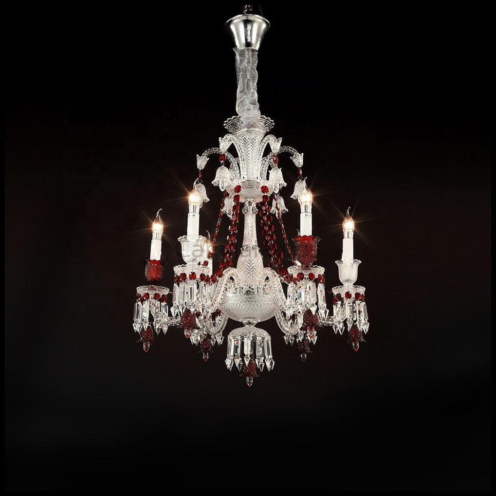 Irene Classic Red Crystal Chandelier 6 Lights For Living Room - Camilalamps - Ca-10045