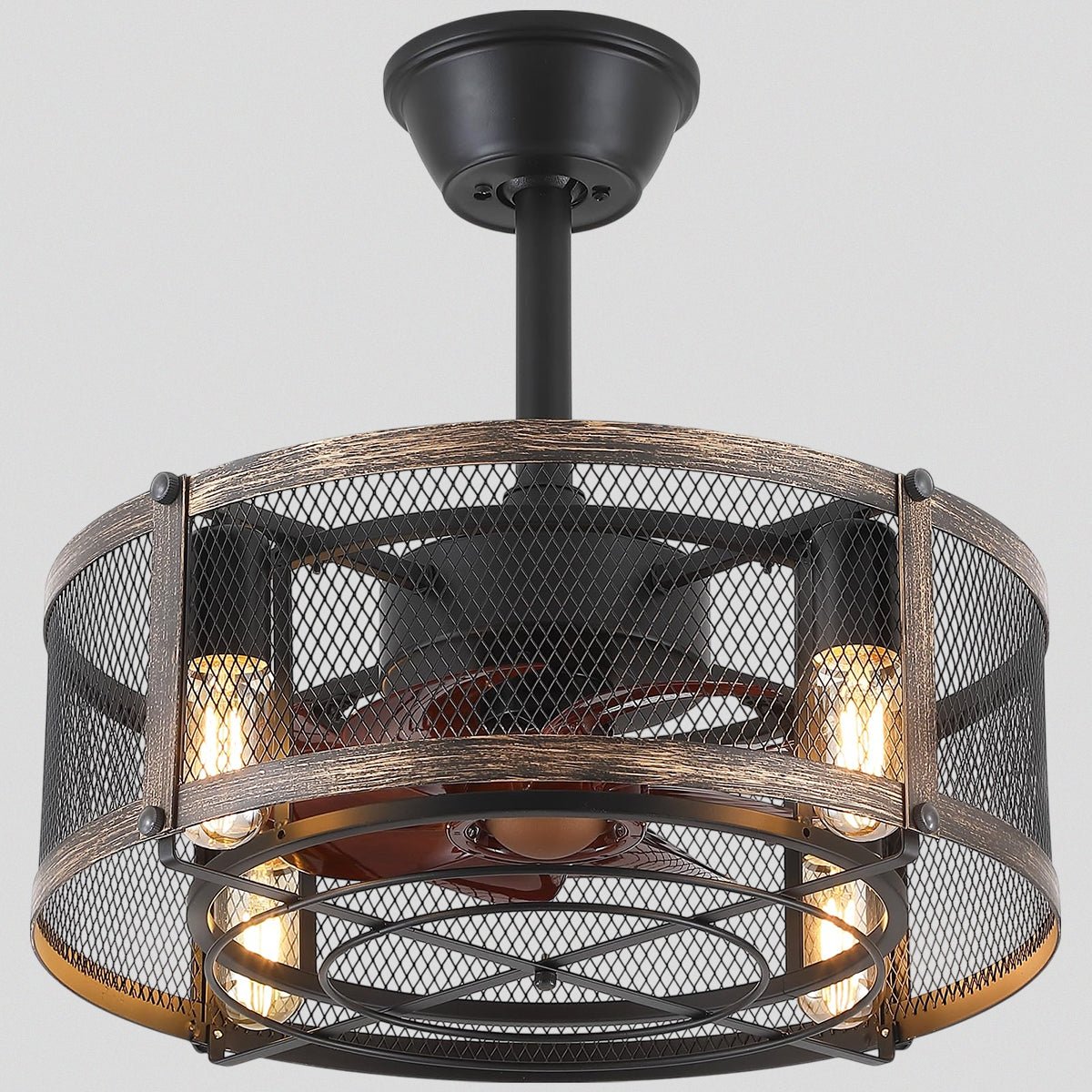 Iron Cage Country Wood Grain Black Ceiling Fan Light 18" - Camilalamps - CA - 6222 - 18CB - TL