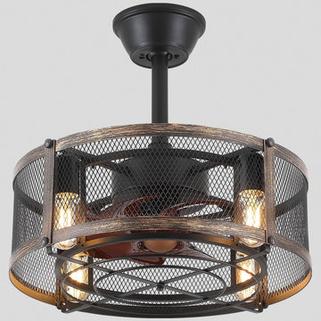 Iron Cage Country Wood Grain Black Ceiling Fan Light 18" - Camilalamps - CA - 6222 - 18CB - TL
