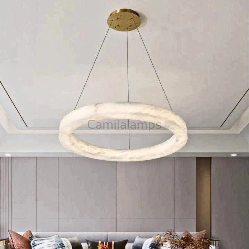 Kyklos Alabaster Chandelier Light - Camilalamps - Kyklo - 886 - 19.6" - 1
