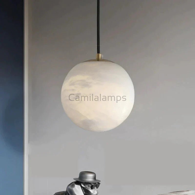 Larry Alabaster Ball Pendant Light For Kitchen Island - Camilalamps - CA - 0073
