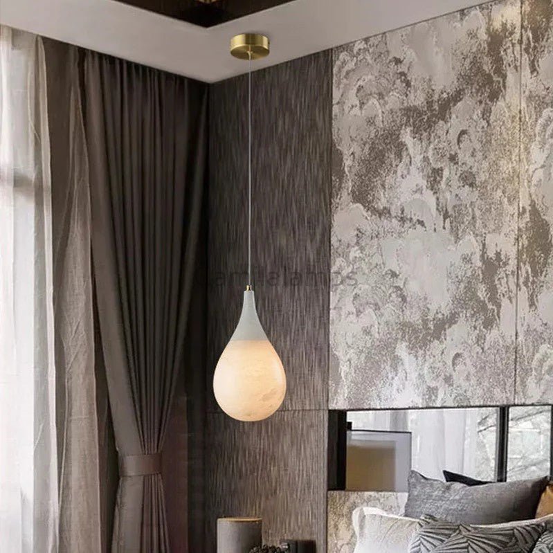 Larry Alabaster Raindrop Modern Pendant Light - Camilalamps - VIA - 1538