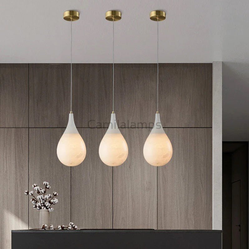 Larry Alabaster Raindrop Modern Pendant Light - Camilalamps - VIA - 1538