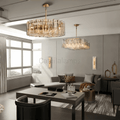 Lattic Clear/Smoke Class Square Chandelier 37'' For living room - Camilalamps - CA-LAT-Square-4