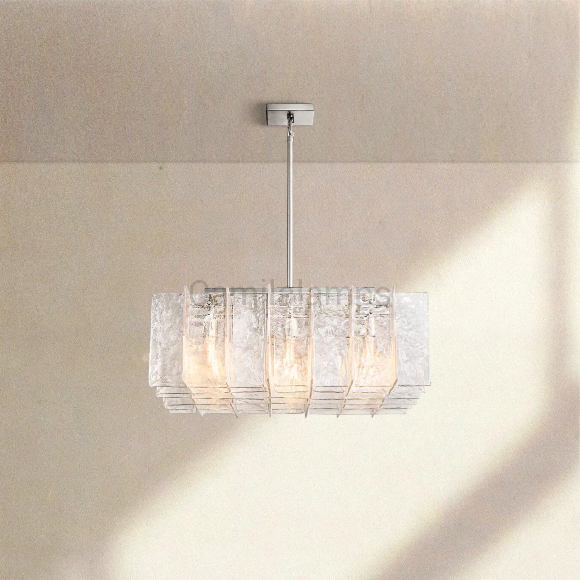 Lattic Clear/Smoke Class Square Chandelier 37'' For living room - Camilalamps - CA-LAT-Square-4