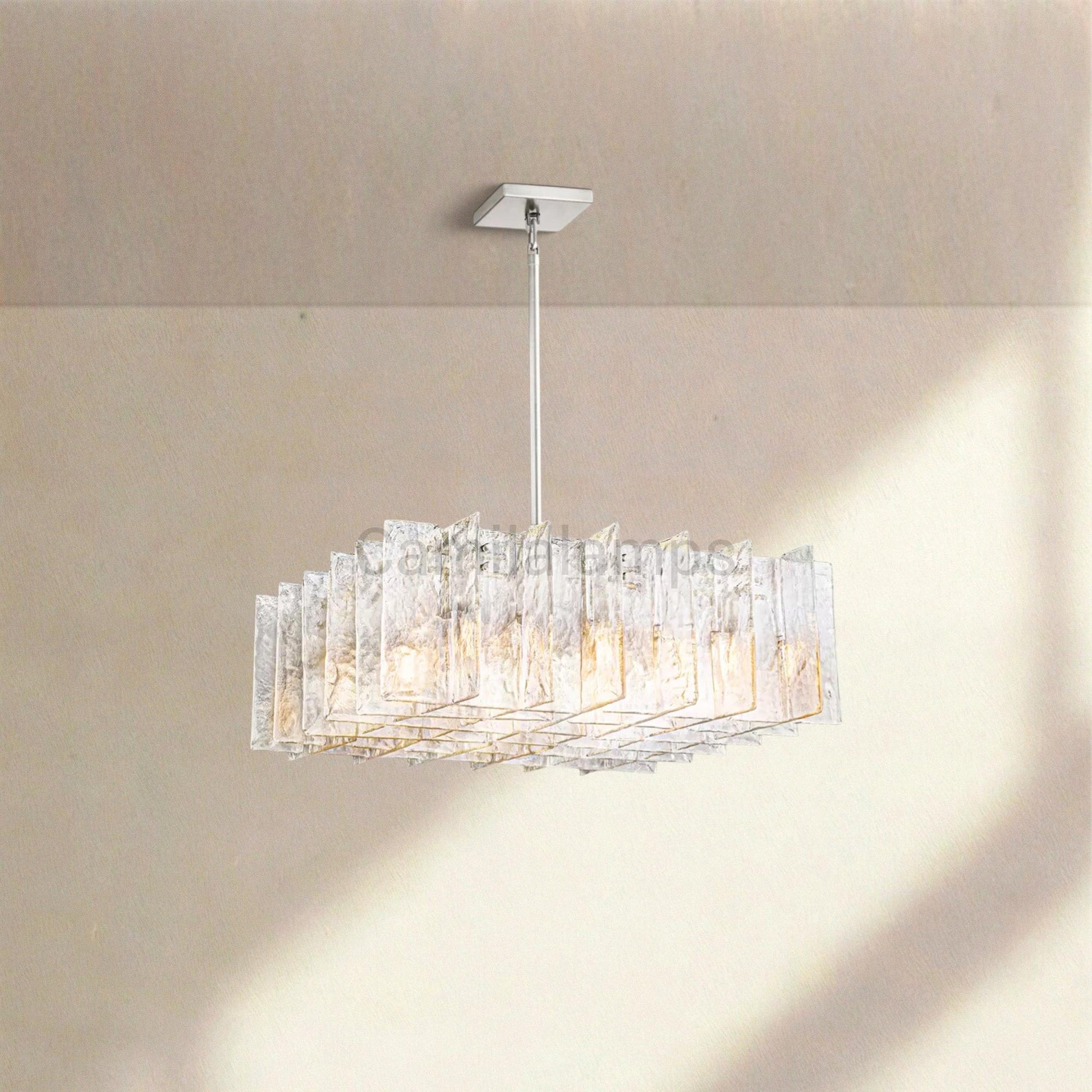 Lattic Clear/Smoke Class Square Chandelier 37'' For living room - Camilalamps - CA-LAT-Square-3