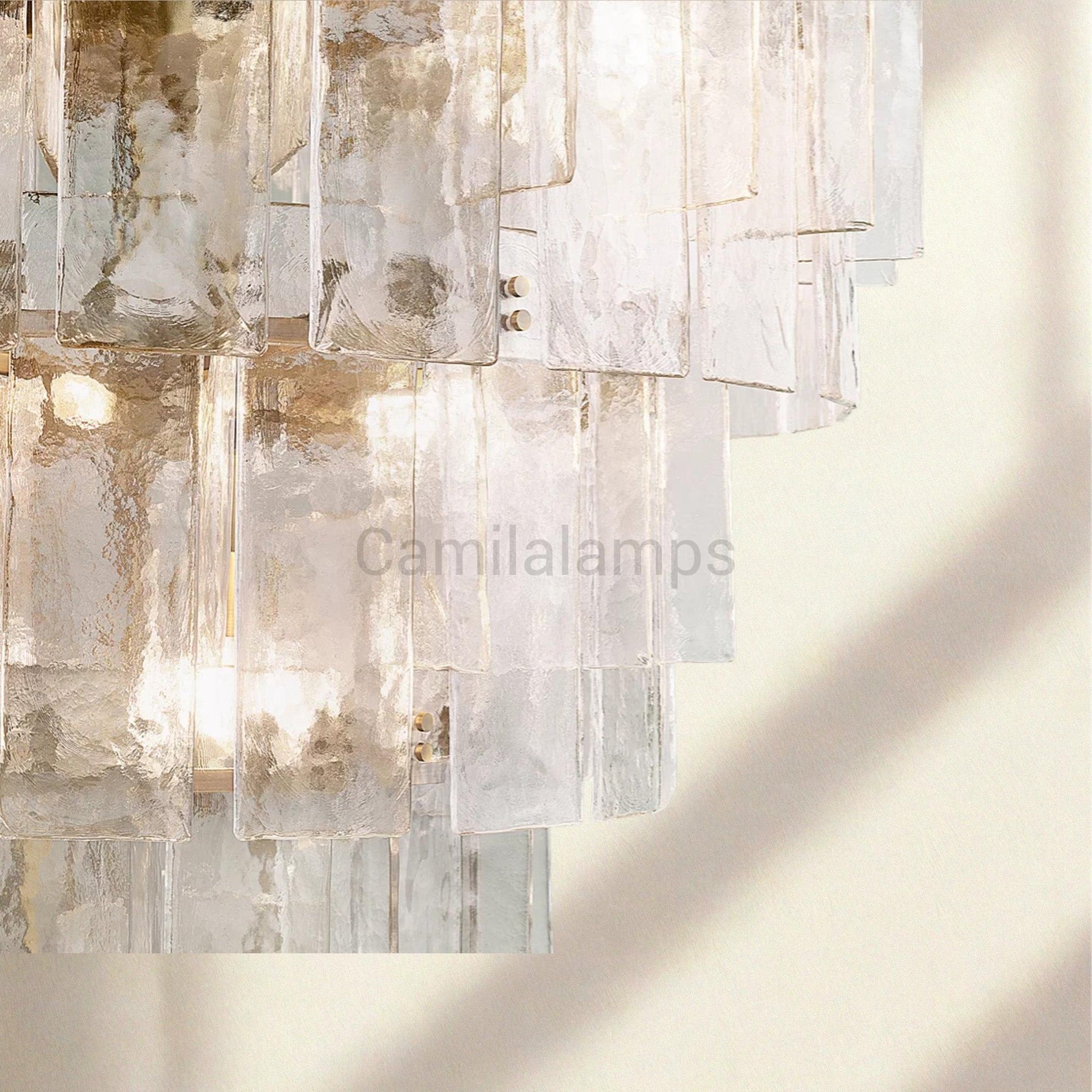 Lattic Glass Tiered Round Chandelier 36'' 47'' - Camilalamps - CA-Lattic-TRound-4