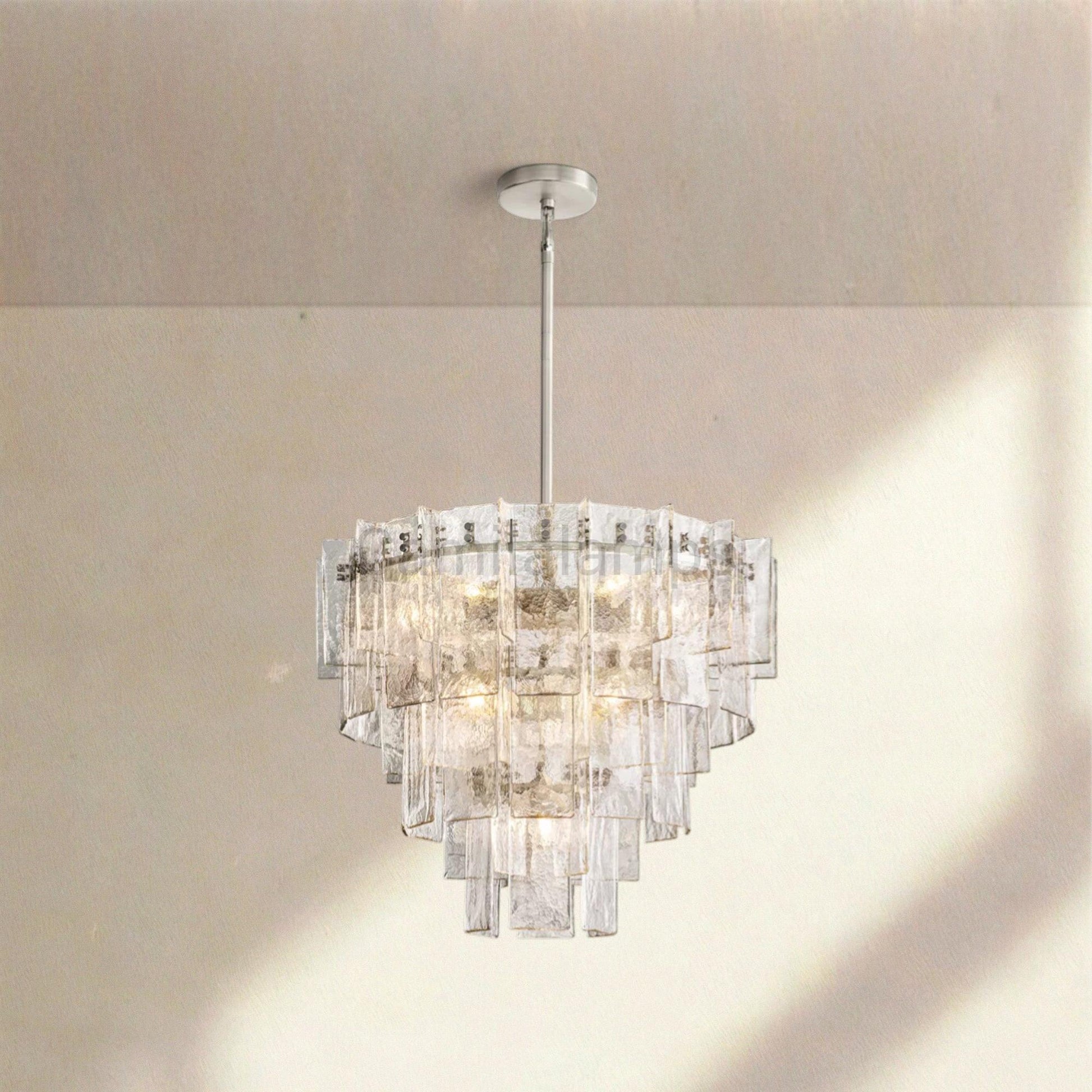 Lattic Glass Tiered Round Chandelier 36'' 47'' - Camilalamps - CA-Lattic-TRound-2