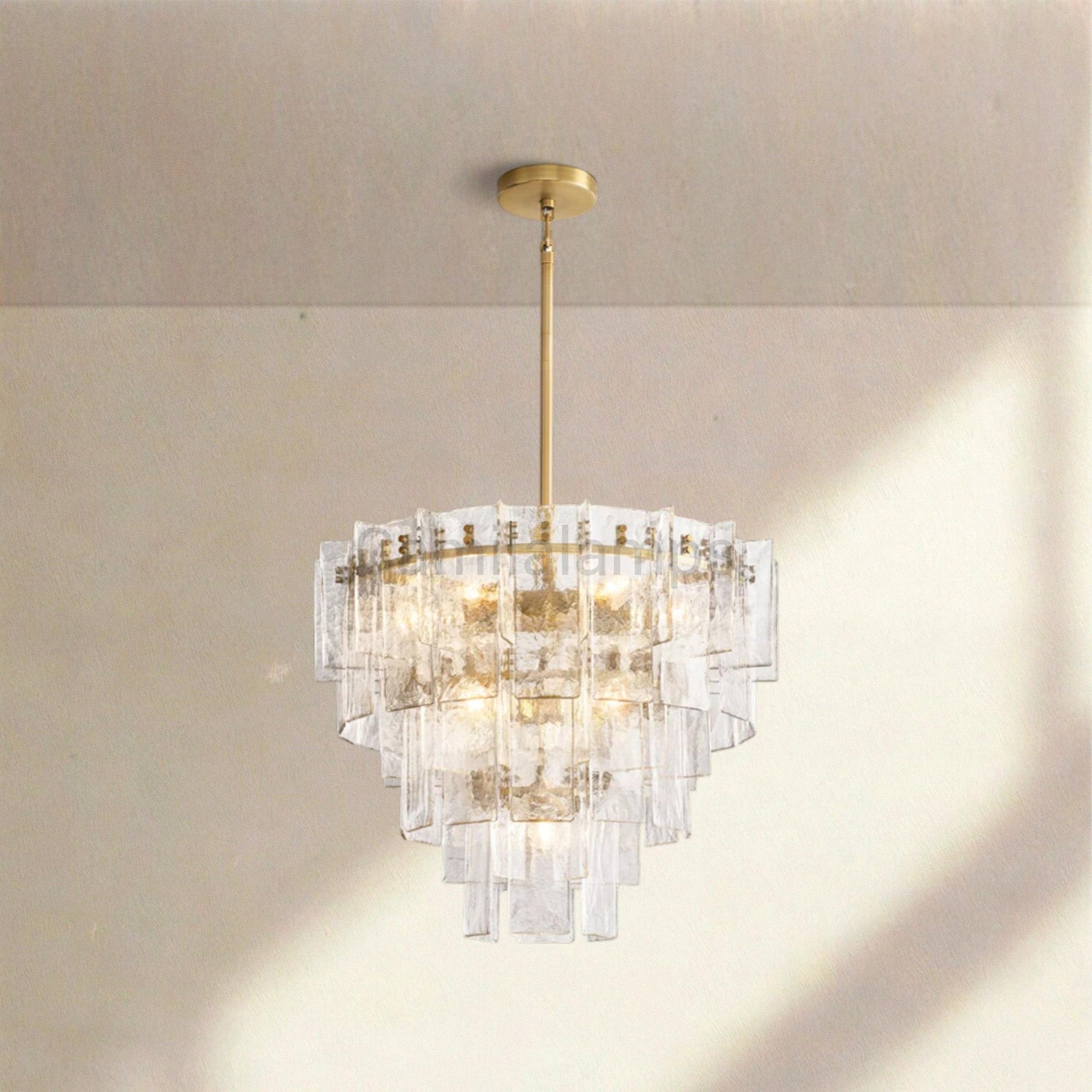 Lattic Glass Tiered Round Chandelier 36'' 47'' - Camilalamps - CA-Lattic-TRound-1