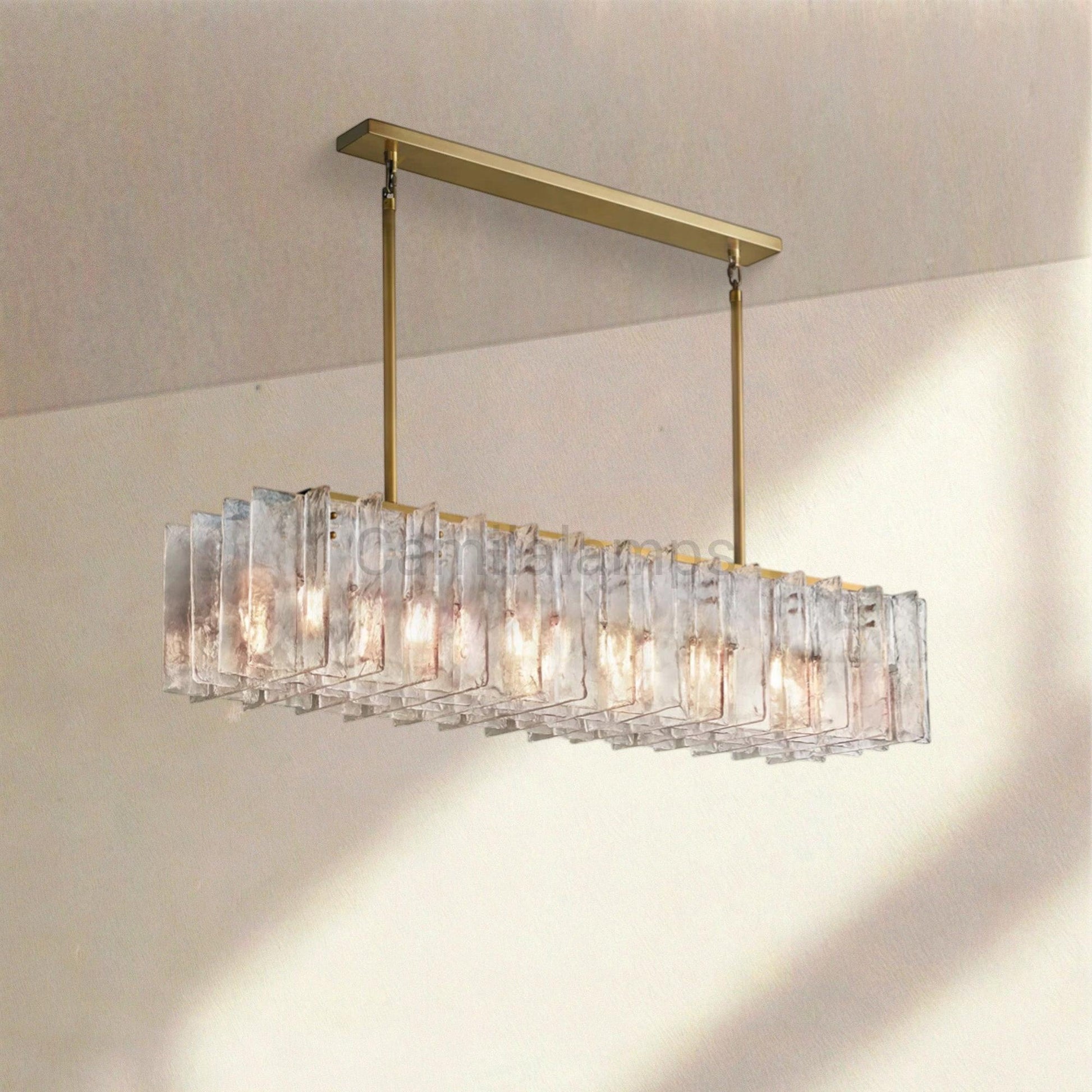 Lattic Smoke Glass Rectangular Chandelier 49'' 67'' - Camilalamps - CA-Lattic-Rec-4