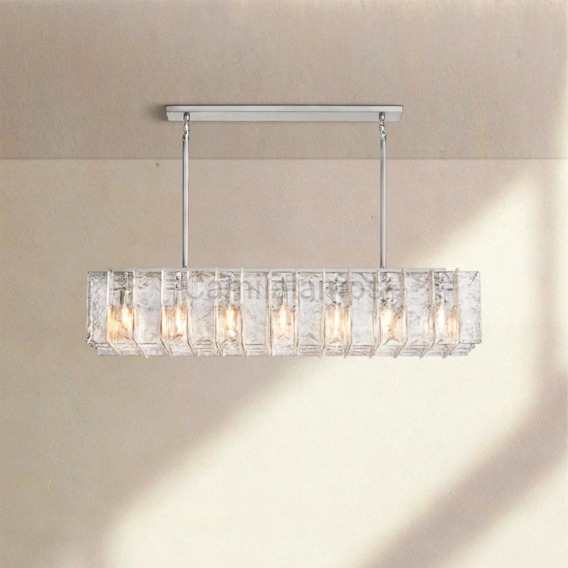 Lattic Smoke Glass Rectangular Chandelier 49'' 67'' - Camilalamps - CA-Lattic-Rec-3
