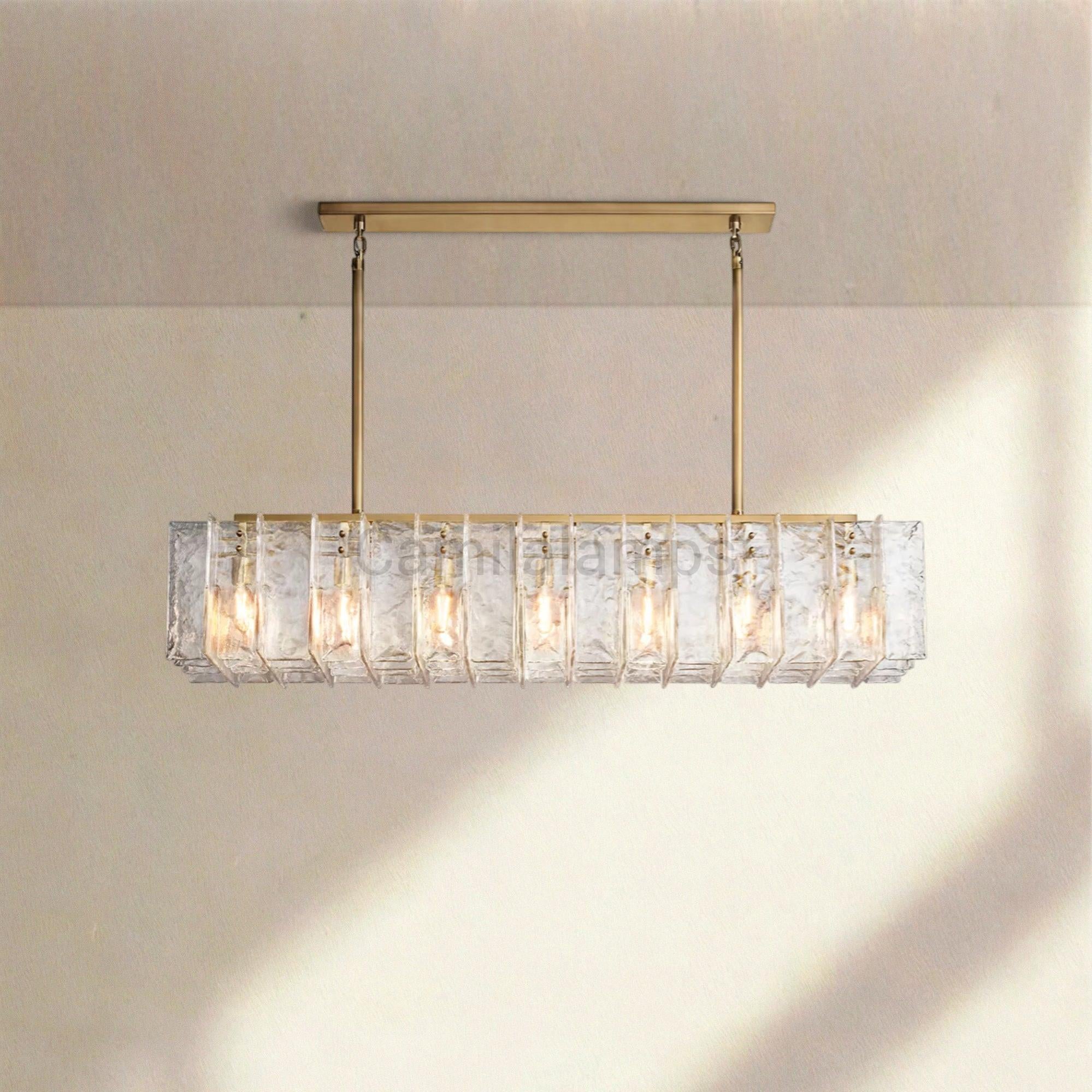 Lattic Smoke Glass Rectangular Chandelier 49'' 67'' - Camilalamps - CA-Lattic-Rec-4