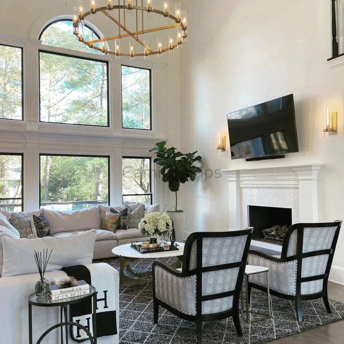 Lavelle Round Glass Chandelier 60" - Camilalamps - Ca-1La2023-1R0004