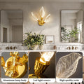 LED Wall Sconces, Modern Gold Wall Lighting, Leaf Crystal Wall Lights w/Dim, Sconces Wall Lighting for Living Room Vanity Wall Mount Lamps Fixtures for Bathroom Hallway, Living Room, Stairs - Camilalamps - B0DPWS1BNP
