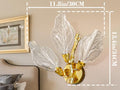 LED Wall Sconces, Modern Gold Wall Lighting, Leaf Crystal Wall Lights w/Dim, Sconces Wall Lighting for Living Room Vanity Wall Mount Lamps Fixtures for Bathroom Hallway, Living Room, Stairs - Camilalamps - B0DPWS1BNP